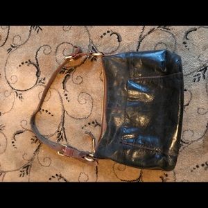 Dark green leather hobo bag